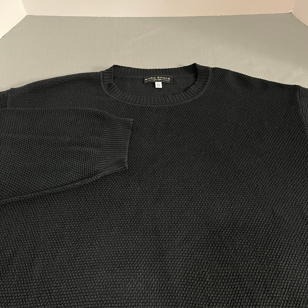 Mark Shale Sweater Mens XL Black Textured Waffle Knit Crewneck Long Sleeve